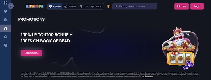 Betmorph is a brand new UK online casino not on GamStop.